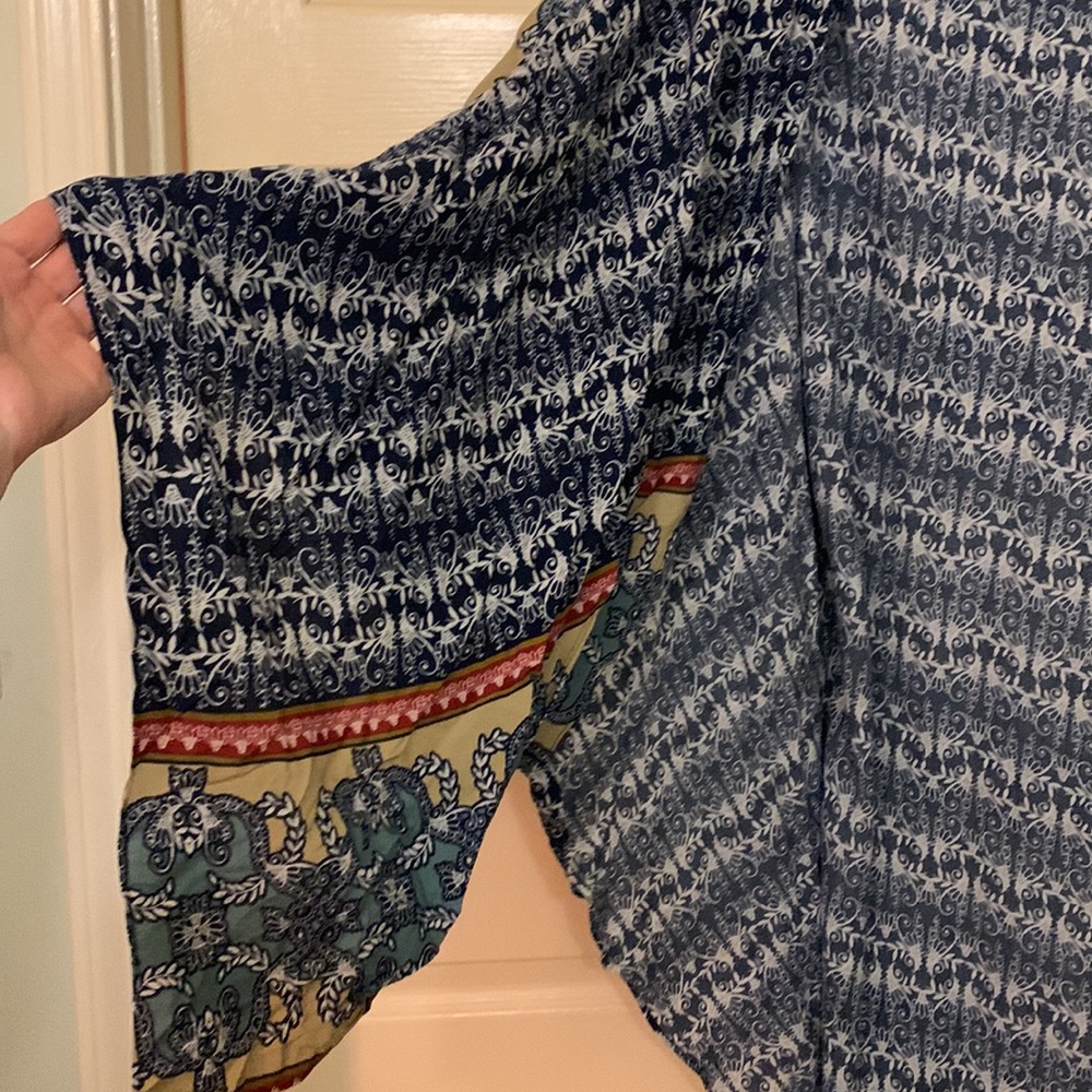 Lightweight Blue Printed Kimono Robe - Picture 3 of 4